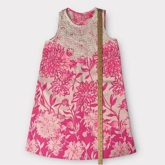 Lilly Pulitzer Sleeveless Shift Dress Size 0 Pink White Floral Lace Back Zipper - Picture 9 of 10